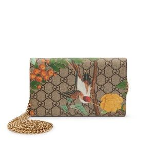 GUCCI GG Supreme Tian Mini Chain Bag, Beige/Red